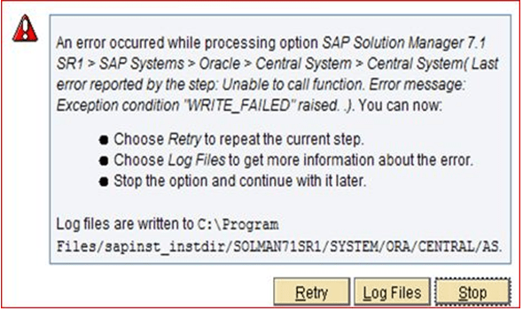 The step runRADDBDIF with step key Error was executed with status ERROR